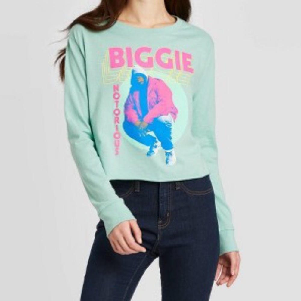 Notorious big long sleeve cropped graphic tee